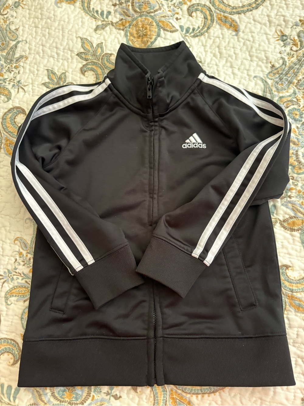 adidas Black Jacket with White Stripe Accents